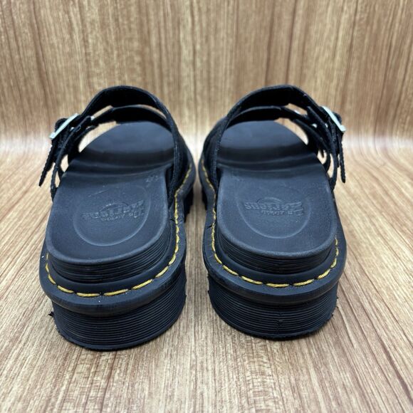 DR MARTENS US 9 Black Blaire Slide 3-Strap Platform SANDALS Shoes - Picture 4 of 8